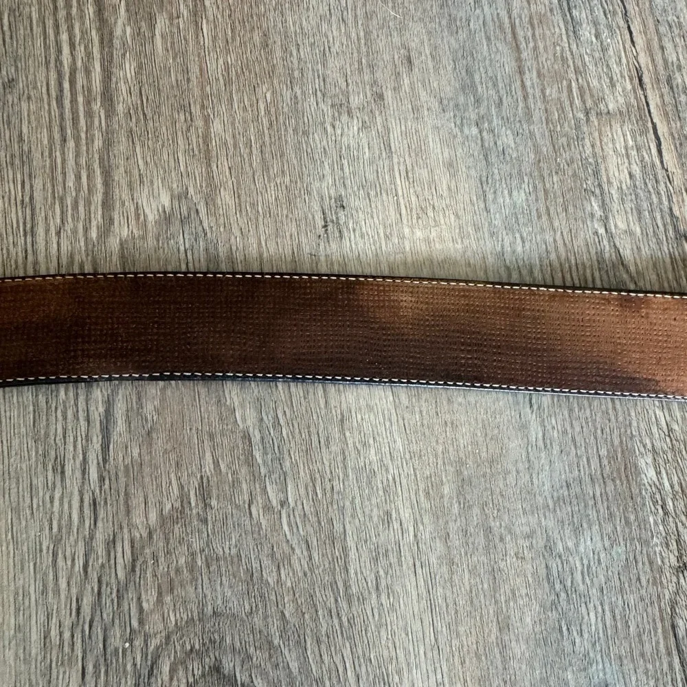 Tommy Bahama Mens Brown Black Leather Suede Belt Made in Spain Size‎ 40 TB6397